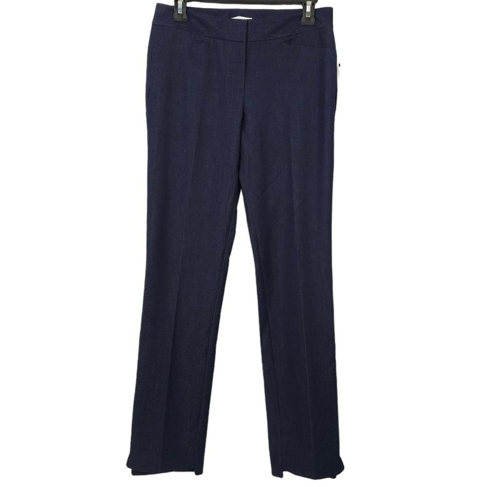 T Tahari Versaille Fashion Trouser Dress Pant Women Size 2 Straight Leg Blue NEW